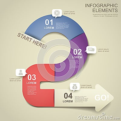 3d paper flow chart infographic elements Vector Illustration