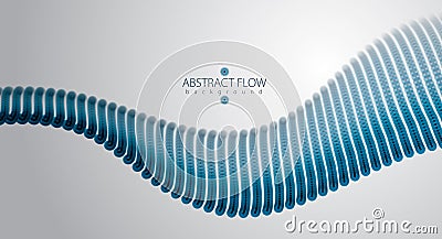 3d particles mesh array wave, sound flowing. Blurred round lights effect illustration. Cartoon Illustration