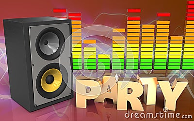 3d party sign audio spectrum Cartoon Illustration