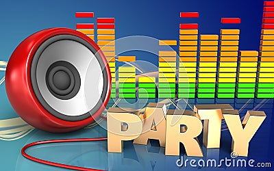 3d party sign party sign Cartoon Illustration