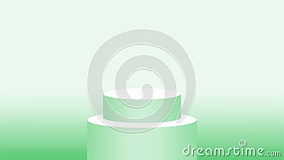 3d pedestal cylinder circle green soft for cosmetics showcase, podium circle stage green pastel soft color, platform 1 step for Vector Illustration