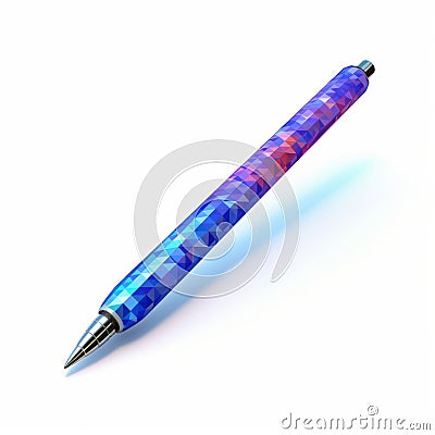 Pixelated Multifaceted Geometry Ballpoint Pen Illustration On White Background Stock Photo