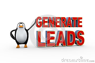 3d penguin with generate leads Cartoon Illustration