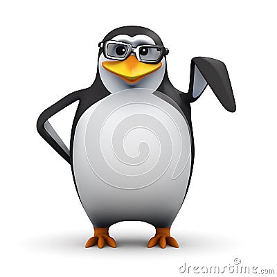 3d Penguin points Stock Photo