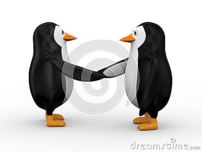 3d penguin shaking hand Cartoon Illustration