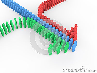 3d people arranged to form an arrow Stock Photo