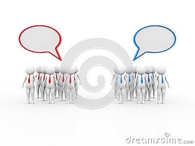 Business Conversation,chat Concept between the two group. 3d render Stock Photo