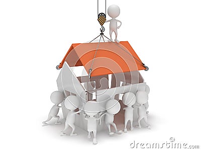 3D people build a house Stock Photo