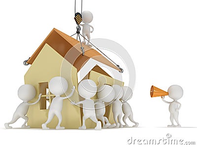 3D people build a house Stock Photo