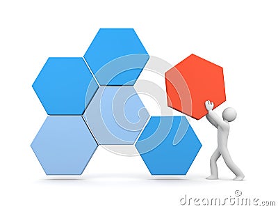 3d people builds an abstract structure Stock Photo