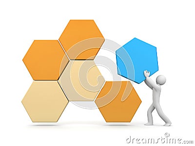 3d people builds an abstract structure Stock Photo