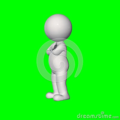 3D people - hand around chest 3 - green screen Stock Photo