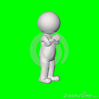 3D people - hand around chest 1 - green screen Stock Photo