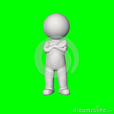 3D people - hand around chest 2 - green screen Stock Photo