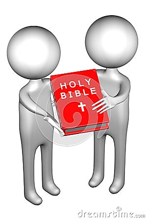 3d People with Holy Bible Stock Photo