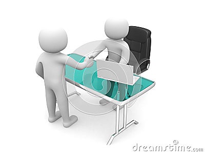 3d people - man, person in an office. Businessmen who shake hand Stock Photo