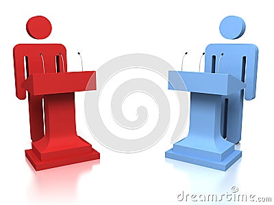 3D people opponents in a debate over a white background Stock Photo