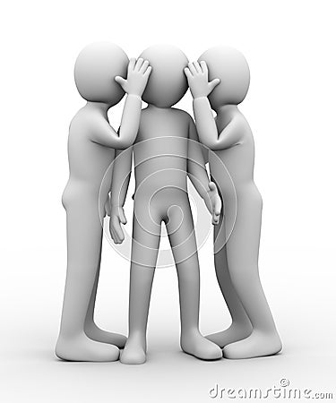 3d people whispering Cartoon Illustration