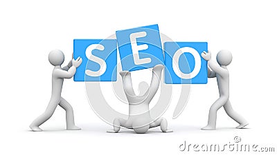 3d people and word SEO. Improvisation on SEO Cartoon Illustration