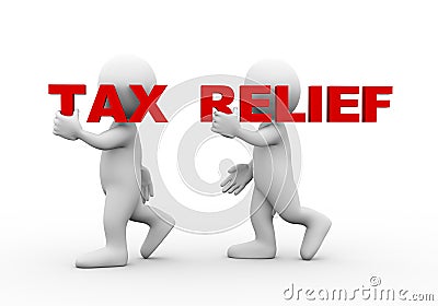 3d people word text tax relief Cartoon Illustration