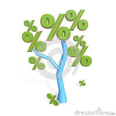 3d percent sign on a tree Stock Photo