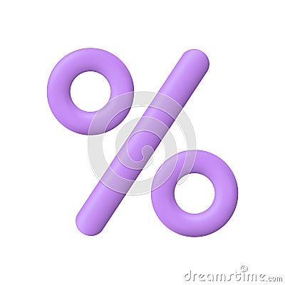 3d percentage icon. 3d percent icon. Sign for discount, sale and promotion. Tag for offer, price and bonus. Purple symbol for Vector Illustration