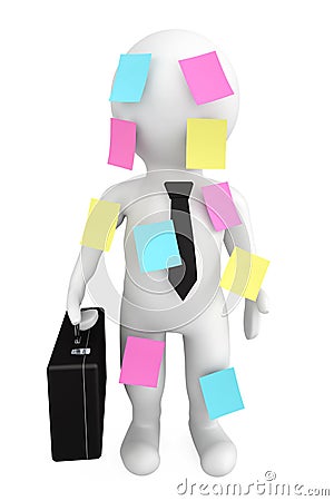 3d person businessman with memo papers Stock Photo