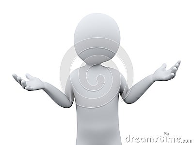 3d person dont know gesture Cartoon Illustration