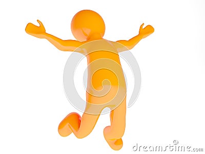 3d person happy jump Stock Photo