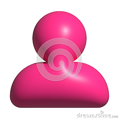 3D person icon, pink person buttons for emoji icon Stock Photo