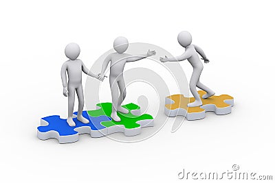 3d person on joining group of people Cartoon Illustration