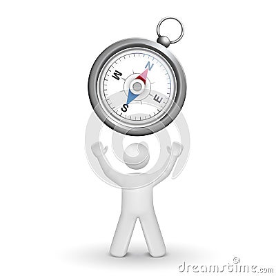 3d person looking upon a compass over his head Vector Illustration