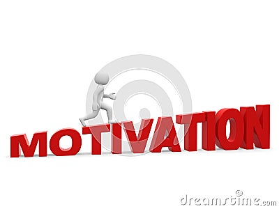 3d person - man, people go over word motivation. Businessman Stock Photo