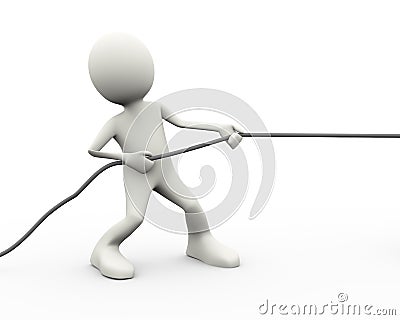 3d person pulling a rope Cartoon Illustration