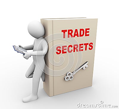 3d person reading trade secrets book Cartoon Illustration