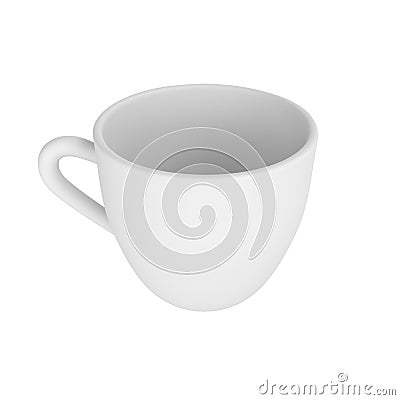 3d photo realistic white cup icon mockup rendering. Design Template for Mock Up. ceramic clean white mug with a matte effect Stock Photo