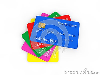 3d pile of credit cards Stock Photo