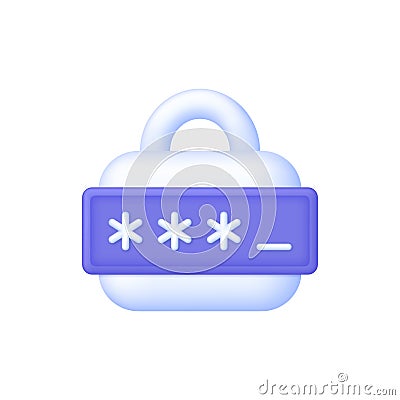 3D Pin code password protection concept. Cyber security to Protect Personal Data. Padlock and password icons. Vector Illustration
