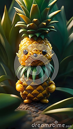 3D pineapple cartoon character illustration AI generated Cartoon Illustration