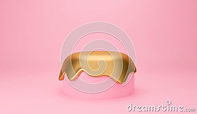 3d pink podium background abstract candy dessert cake. Creative ideas minimal summer food design. 3d rendering for banner, Stock Photo