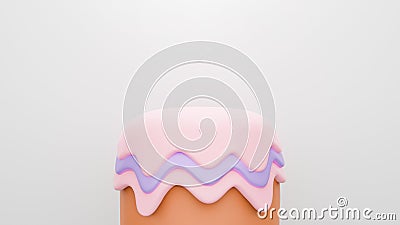 3d pink podium background abstract candy dessert. Pastel ice cream on white background. Creative ideas minimal summer food design Stock Photo