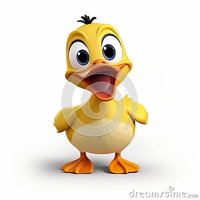 3d Pixar Duck: Yellow Character In Flickr, Icepunk, Disney Animation Style Stock Photo