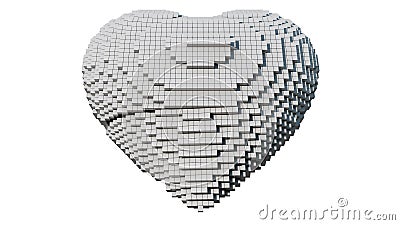 A 3d pixel art illustration of a heart Stock Photo