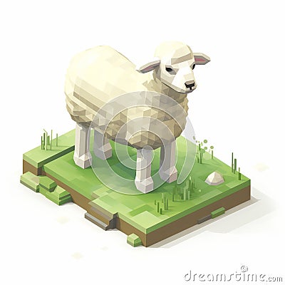 3d Pixel Vector Sheep Farm And Herd: Geometry-inspired Hyper-realistic Animal Illustrations Cartoon Illustration