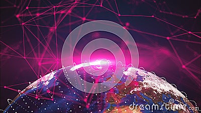 3d planet earth and connection dots, different continents, computer generated rendering backdrop Stock Photo