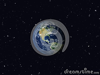 3D Planet Earth on a dark starry sky Stock Photo