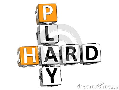 3D Play Hard Crossword text Stock Photo