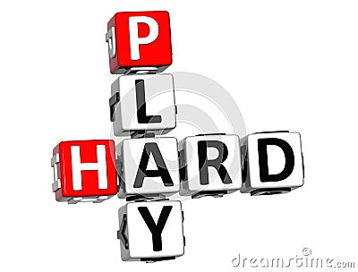 3D Play Hard Crossword text Stock Photo