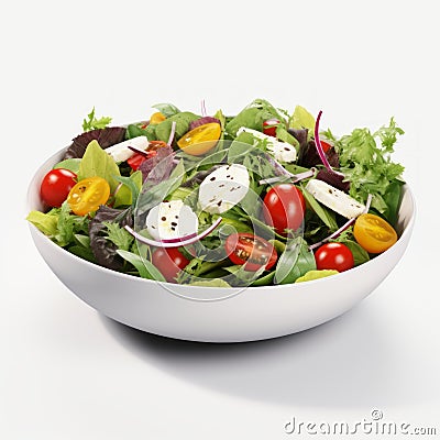 Ultra Realistic 4k Salad On White Background - 8k Hd Stock Photo