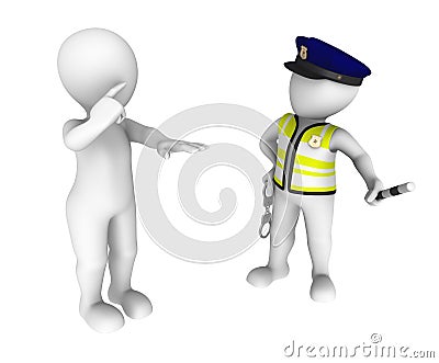 3d policeman and drunk driver. Sobriety test Cartoon Illustration